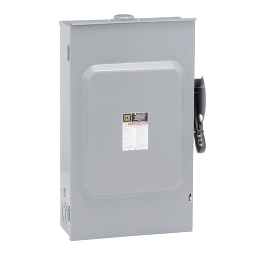 Square D H364NRB 600 VAC 200 Amp 3-Pole Class H/J/K/L/R Fusible Heavy Duty Safety Switch