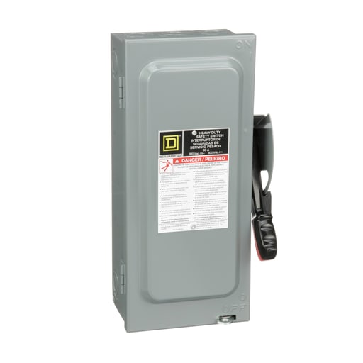 Square-D / Schneider - Square D H361 600 VAC 30 Amp 3-Pole Class H/J/K/L/R Fusible Heavy Duty Safety Switch