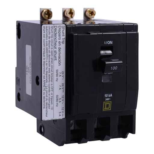 Square-D / Schneider - Square D QOB31001042 3-Pole 100 Amp 240 Volt Bolt-On Thermal Magnetic Miniature Circuit Breaker