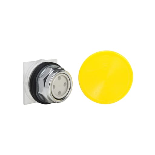 Square-D / Schneider - Square D 9001KR5Y 30 mm Yellow Body Metal Bezel Momentary Mushroom Round Non-Illuminated Push Button Operator