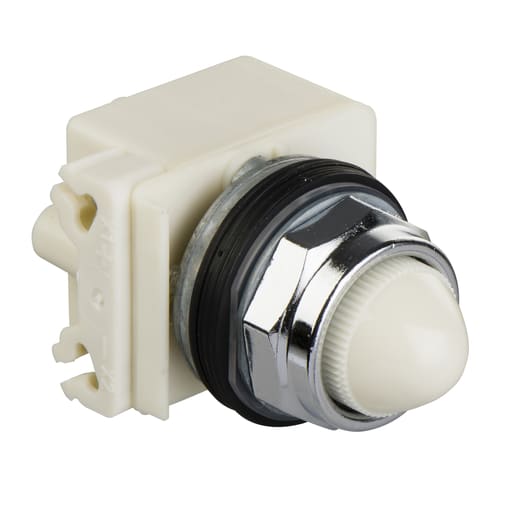 Square-D / Schneider - Square D 9001KP1W9 30 mm 120 VAC White Lens Metal Bezel Standard Round Pilot Light