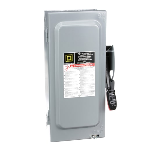 Square-D / Schneider - Square D VH222N Safety Switch, Heavy Duty, Fused, Viewing Window, Type 1, 240V, 60A, 2 Pole, Neutral Installed