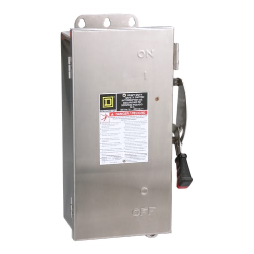 Square D H361NDS 600 VAC 30 Amp 3-Pole Class H/J/K/L/R Fusible Heavy Duty Safety Switch