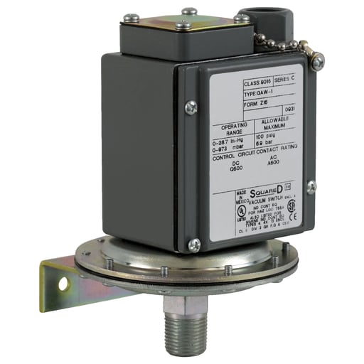 TESENSOR - Square D 9016GAW1Z16 480 VAC SPDT 100 PSIG Diaphragm Adjustable Differential Vacuum Switch