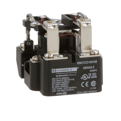 Square-D / Schneider - Square D 8501CO16V08 208 VAC 30 Amp 2-Pole DPDT 2NO 2NC Panel Mount AC Operated Power Relay