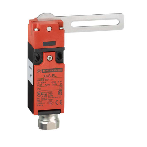 TESENSOR - TEC XCSPL763 Guard switch, TEC Safety switches XCS, XCSPL, straight lever, to right or to left, 2NC -1/2"NPT
