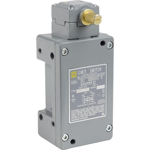 TESENSOR - TEC 9007CR67T10 NEMA limit switch, 9007C, heavy duty, standard, neutral position, spring return lever head, 10A, 600V, 2NO/2NC, NEMA 7/9