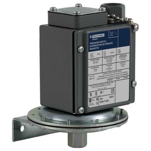 TESENSOR - TEC 9016GAW1 Vacuum switch, 9016G, electromechanical, adjustable scale, 2 thresholds, Set 0 to 28.7InHg