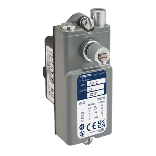 TESENSOR - TEC Sensors 9007AO12 Limit switch, 9007AW, heavy duty industrial, precision, 15A at 120VAC, 1NO/1NC, lever arm, nonplug in, open type