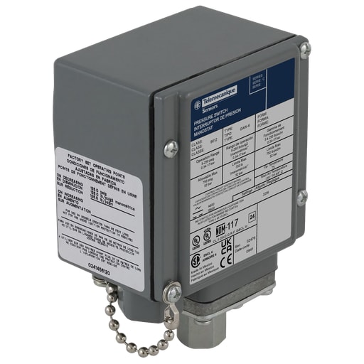 TESENSOR - TEC 9012GAW26 Pressure switch 9012G, adjustable scale, 2 thresholds, 5.0 to 250 PSIG