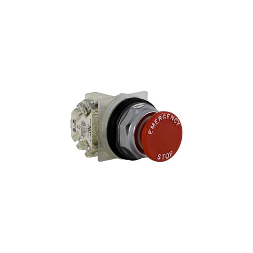 Square-D / Schneider - Square D 9001KR4R05H13 30 mm 600 VAC Momentary 1NO 1NC Red Lens Chrome Plated Metal Bezel Non-Illuminated Push Button