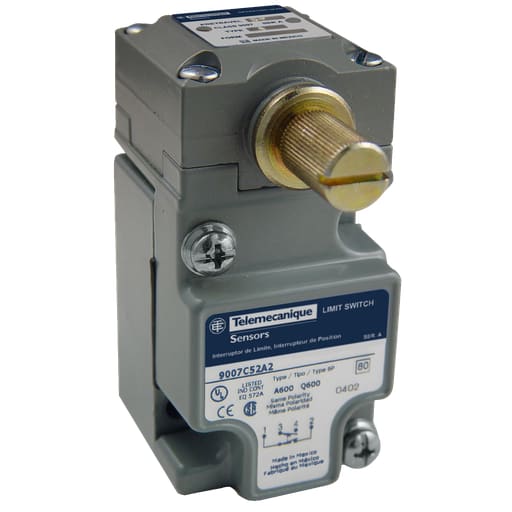 TESENSOR - TEC Sensors 9007C52N2 NEMA limit switch, 9007C, heavy duty, compact, spring return lever, low torque, 10A, 600V, 1NO/1NC, NEMA 4, 6P, 12, 13