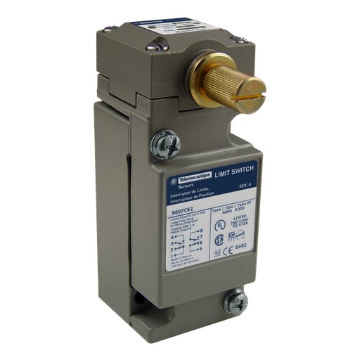 TESENSOR - TES 9007C62BY247 NEMA limit switch, 9007C, heavy duty, standard, spring return lever, standard pretravel, 10A, 600V, 2NO/2NC, NEMA 4, 13
