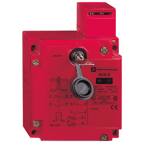 TESENSOR - TEC XCSE5311 Safety switch, TEC Safety switches XCS, metal XCSE, 1NC+2 NO, slow break, 2 entries tapped Pg 13, 24 V