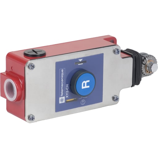 TESENSOR - TEC XY2CH13150 Latching emergency stop rope pull switch, TEC rope pull switches XY2C, e XY2CH, 1NC+1 NO, Flush pushbutton