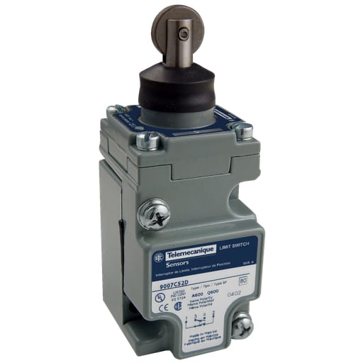 TESENSOR - TEC Sensors 9007C52D NEMA limit switch, 9007C, heavy duty, compact, steel spring return roller plunger, 10A, 600V, 1NO/1NC, NEMA 4, 6P, 13