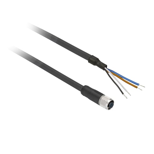 TESENSOR - TEC XZCPV1141L2 Pre wired connectors XZ, straight female, M12, 4 pins, cable PVC 2 m