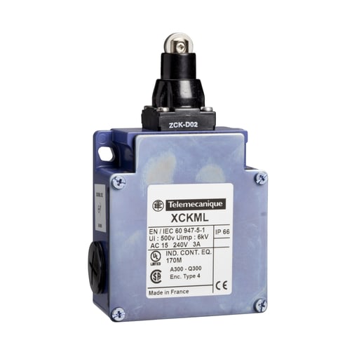 TESENSOR - Square D XCKML502 240 VAC 10 Amp 1NO 1NC Steel Roller Plunger Limit Switch