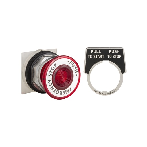 Square-D / Schneider - Square D 9001KR9R05 30 mm Red Body Chrome Plated Metal Bezel 2-Position Mushroom Non-Illuminated Push-Pull Operator