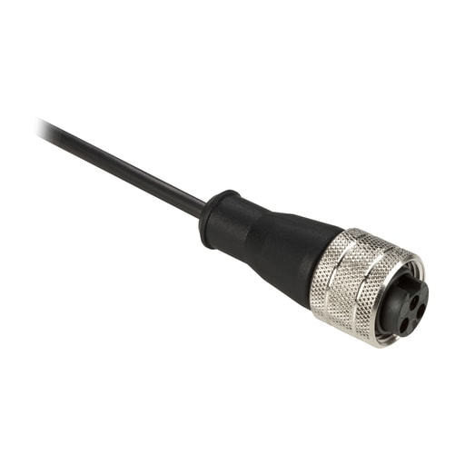TESENSOR - TEC XZCP1865L2 Pre wired connectors XZ, straight female, 1/2"20 UNF, 3 pins, cable PUR 2 m