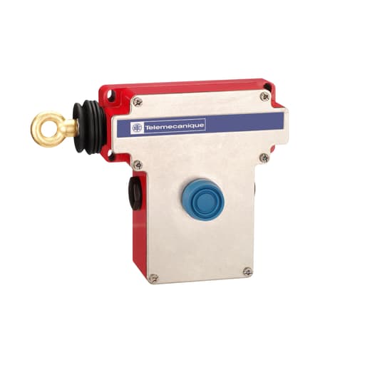 TESENSOR - TEC XY2CE2A250H7 Latching emergency stop rope pull switch, TEC rope pull switches XY2C, e XY2CE, LH side -1NC+1 NO, booted pushbutton