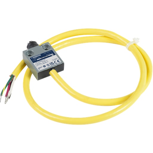 TESENSOR - TES 9007MS10S0100 Limit switch, 9007MS, miniature, booted top plunger, 10A at 240VAC, 1NO/1NC, 3 feet of cable, NEMA 4, 6, 6P, 12, 13