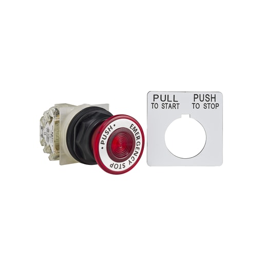 Square-D / Schneider - Square D 9001SKR9R05H13 30 mm Red Body Plastic Bezel 2-Position Mushroom Non-Illuminated Push-Pull Operator
