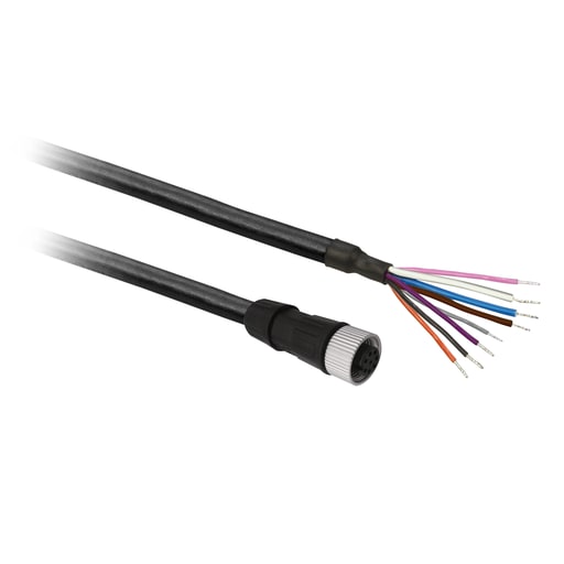 TESENSOR - TEC XZCP29P12L5 Pre wired connectors XZ, straight female, M12, 8 pins, cable PUR 5 m