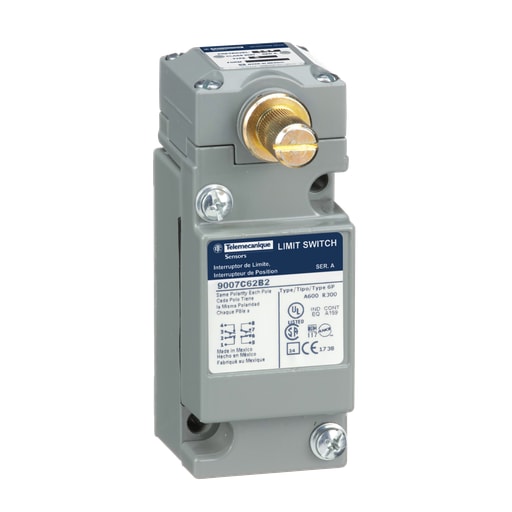 TESENSOR - TES 9007C62B2 limit switch, 9007C, compact body, rotary lever arm, standard pretravel, spring return, 2 NO and 2 NC, NEMA 4 and 13