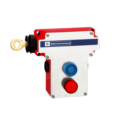 TESENSOR - TEC XY2CE2A296H7 Latching emergency stop rope pull switch, TEC rope pull switches XY2C, LH side, 2NC+2NO, pilot light 130 V