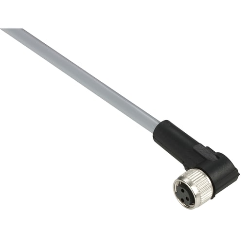 TESENSOR - TEC XZCPV0666L5 Pre wired connectors XZ, elbowed female, M8, 3 pins, cable PVC 5 m