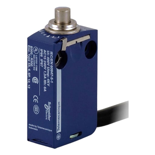 TESENSOR - TEC XCMD2110L1 Limit switch, Limit switches XC Standard, XCMD, metal end plunger, 1NC+1 NO, snap, 1 m