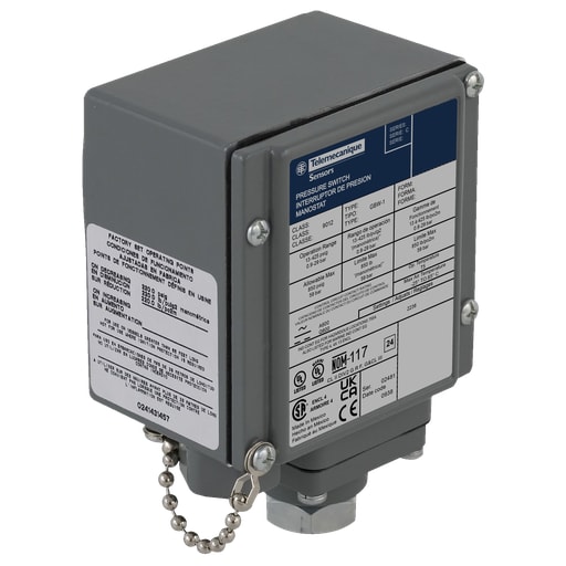 TESENSOR - TEC 9012GBW2 Pressure switch, 9012G, adjustable scale, 2 thresholds, 20 to 675PSIG