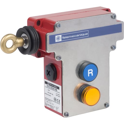 TESENSOR - TEC XY2CE2A196 Latching emergency stop rope pull switch, TEC rope pull switches XY2C, trip wire cable 300 VAC 10 A XY2CE