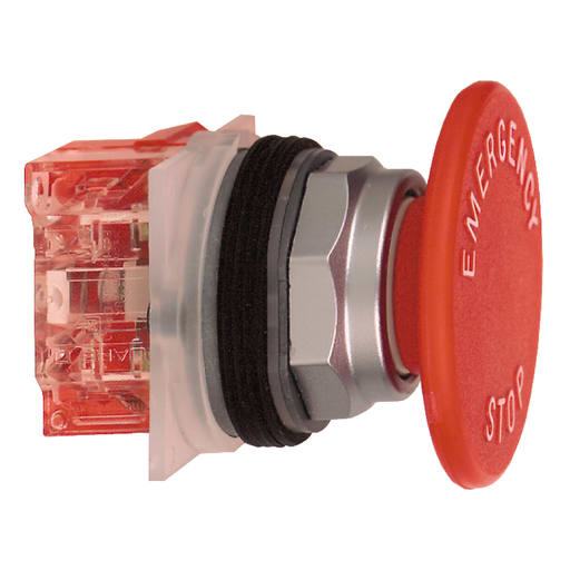 Square-D / Schneider - Square D 9001KR5R05H6 30 mm 600 VAC Momentary 1NC Red Lens Chrome Plated Metal Bezel Non-Illuminated Push Button