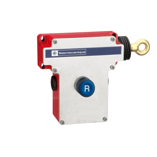 TESENSOR - TEC XY2CE1A150 Latching emergency stop rope pull switch, TEC rope pull switches XY2C, e XY2CE, RH side -1NC+1 NO, Flush pushbutton