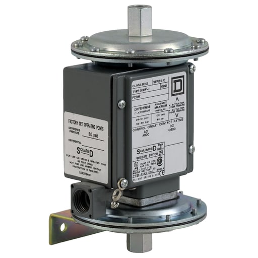 TESENSOR - TEC 9012GGW1 Pressure switch 9012G, adjustable scale, 2 thresholds, 0 to 75 PSIG