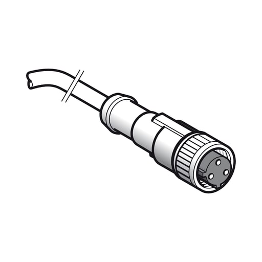 TESENSOR - TEC XZCP1865L10 Pre wired connectors XZ, straight female, 1/2"20 UNF, 3 pins, cable PUR 10 m