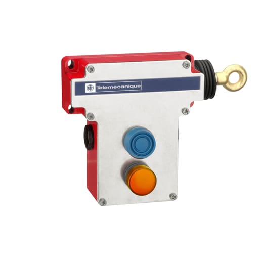 TESENSOR - TEC XY2CE1A297 Latching emergency stop rope pull switch, TEC rope pull switches XY2C, RH side, 2NC+2 NO, pilot light 230 V