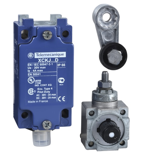 TESENSOR - TEC XCKJ10511D Limit switch, XC Standard, XCKJ, thermoplastic roller lever, 1NC+1 NO, snap action, M12