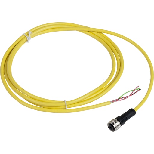 TESENSOR - TEC XZCPV1865L2 Pre wired connectors XZ, straight female, 1/2"20 UNF, 3 pins, cable PVC 2 m