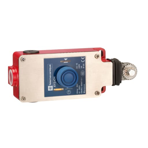 TESENSOR - TEC XY2CH13270H7 Latching emergency stop rope pull switch, TEC rope pull switches XY2C, e XY2CH, 2NC, booted pushbutton