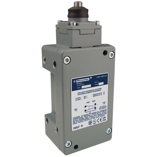 TESENSOR - TEC 9007CR53E NEMA limit switch, 9007C, heavy duty, standard, steel spring return top plunger, 10A, 600V, 1NO/1NC, NEMA 7/9