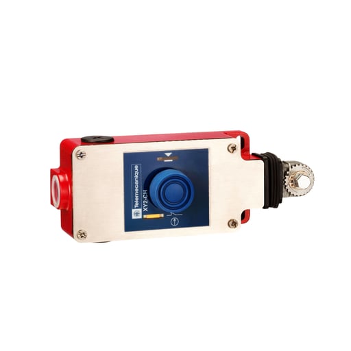 TESENSOR - TEC XY2CH13250 Latching emergency stop rope pull switch, TEC rope pull switches XY2C, e XY2CH, 1NC+1 NO, booted pushbutton