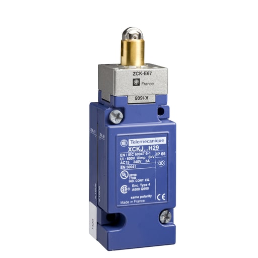 TESENSOR - TEC XCKJ1167H7 Limit switch, XC Standard, XCKJ, steel roller plunger reinforced, 1C/O, snap, 1/2NPT