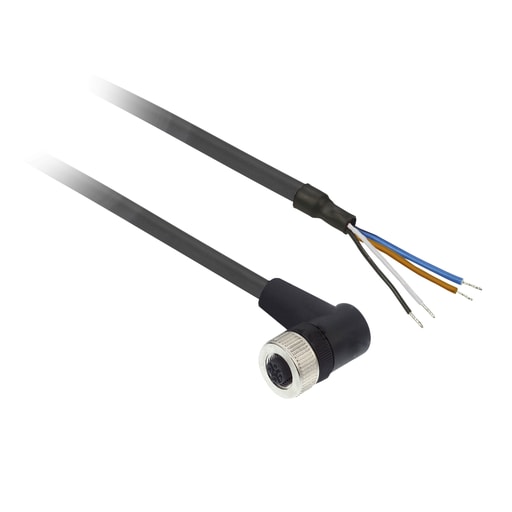 TESENSOR - TEC XZCP1241L10 female - M12 - 4-pin - elbowed prewired connector - cable 10 m