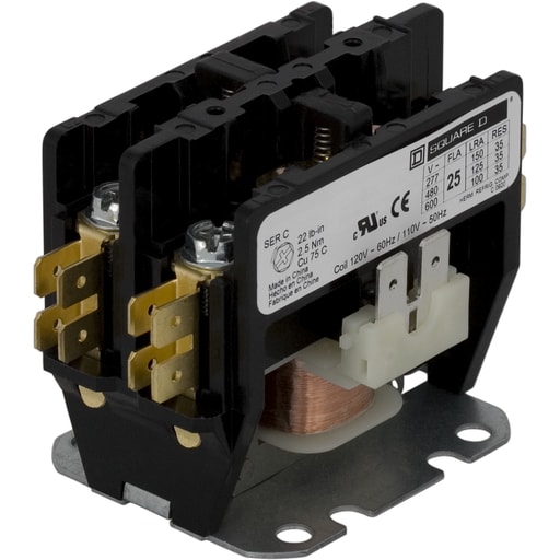 Square-D / Schneider - Square D 8910DP32V02Y135 110/120 VAC 30 Amp 2-Pole NEMA 1 Non-Reversing Definite Purpose Contactor