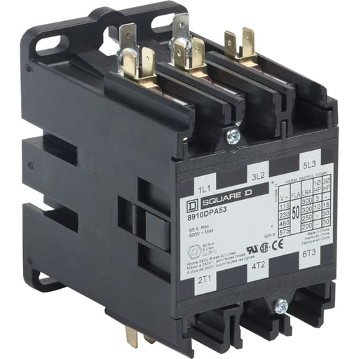 Square-D / Schneider - Square D 8910DPA53V04 277 VAC 50 Amp 3-Pole NEMA 1 Non-Reversing Definite Purpose Contactor