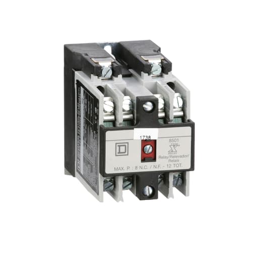 Square-D / Schneider - Square D 8501XO22V02 110 VAC 120 VAC 10/5 Amp 4-Pole 2NO 2NC Panel Mount AC Operated Control Relay