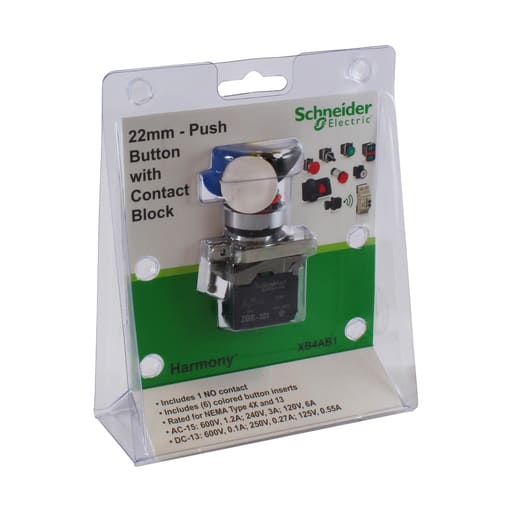 Square-D / Schneider - Square D XB4AB1 22 mm Push Button Kit with ZB4BZ101 Contact Block ZB4BA9 Pushbutton Head